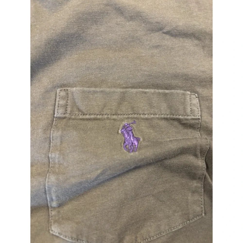 Polo‎ Ralph Lauren Men's L Pocket T Shirt Army Green Purple Pony